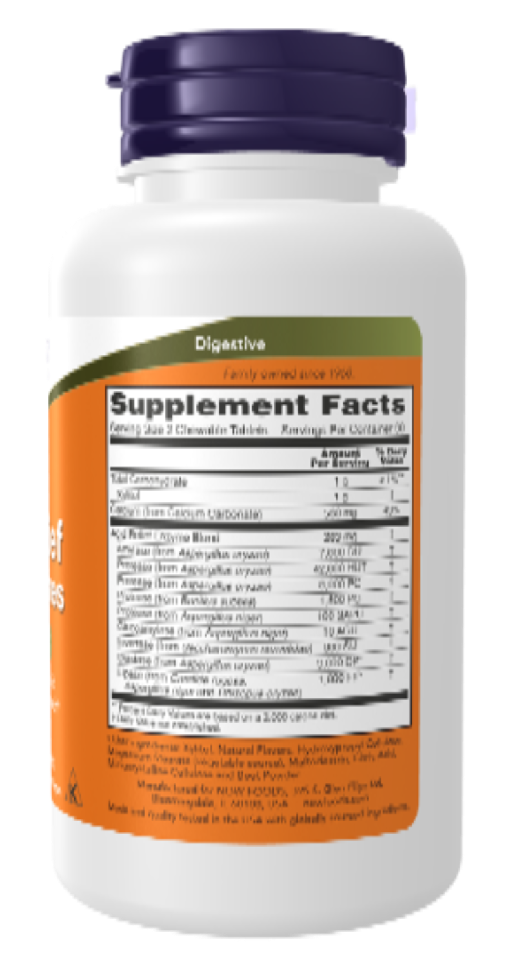 NOW Foods Acid Relief with Enzymes 60 Chewables