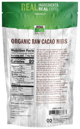 NOW Foods Organic Raw Cacao Nibs 8 oz