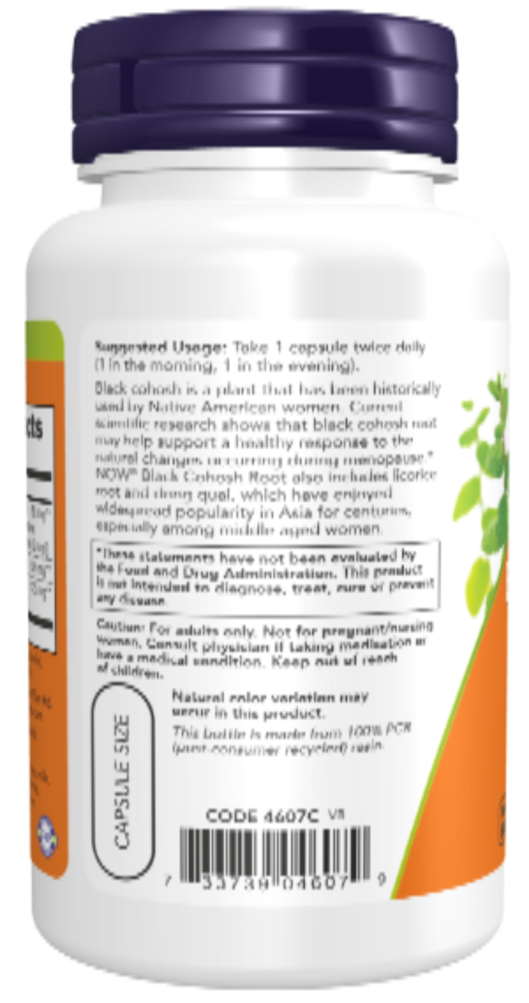 NOW Foods Black Cohosh Root 80 mg 90 Veg Capsules product image 3