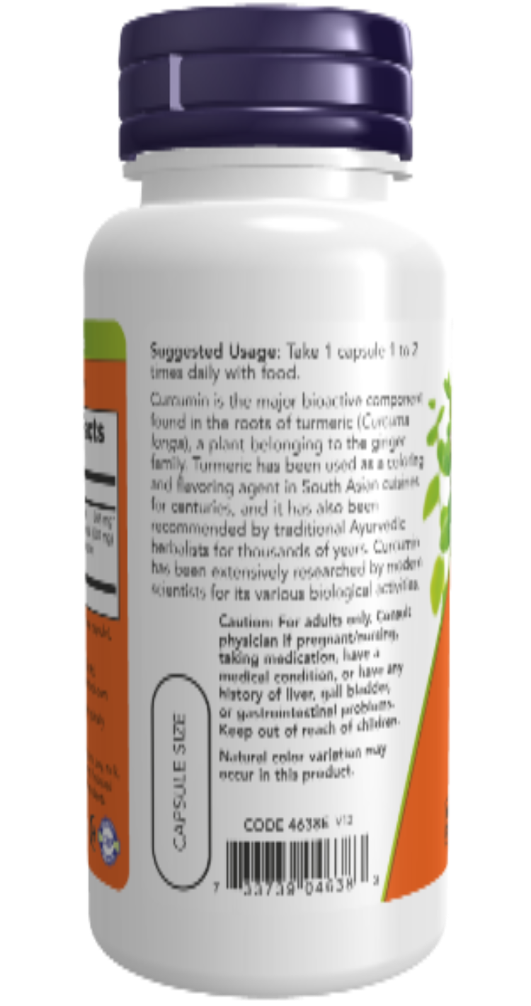 NOW Foods Turmeric Curcumin 60 Veg Capsules | Joint Wellness