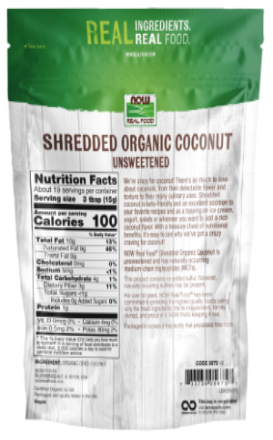 NOW Foods Coconut Organic Unsweetened Shredded 10 oz