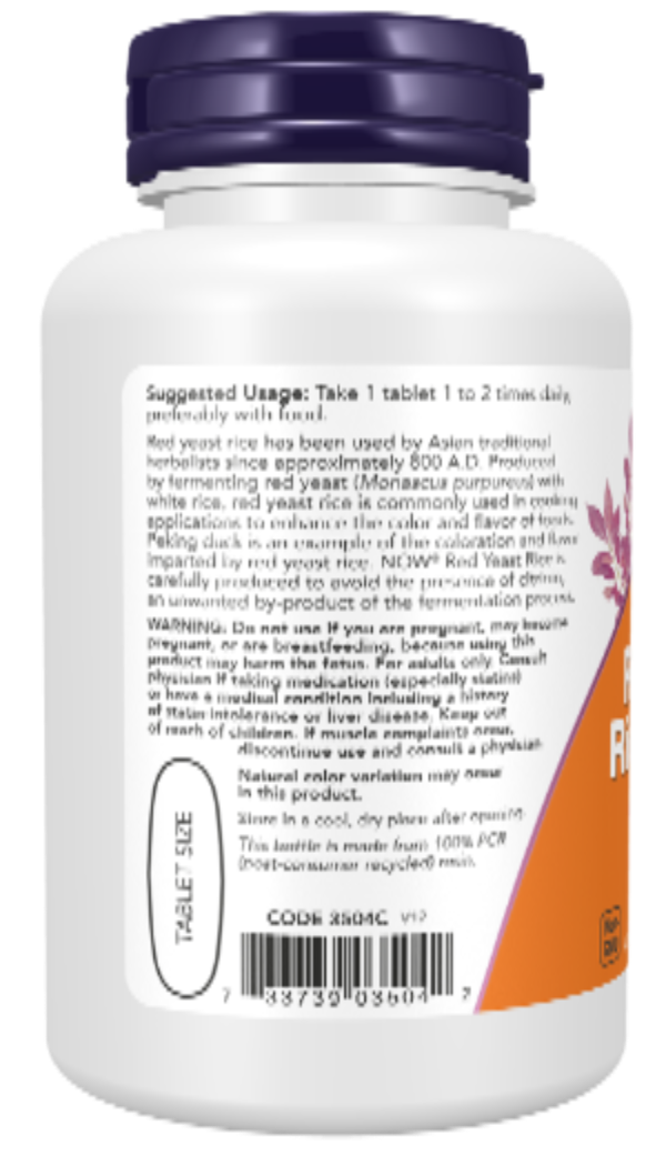 NOW Red Yeast Rice Extract 1200 mg with Calcium — 60 Tablets