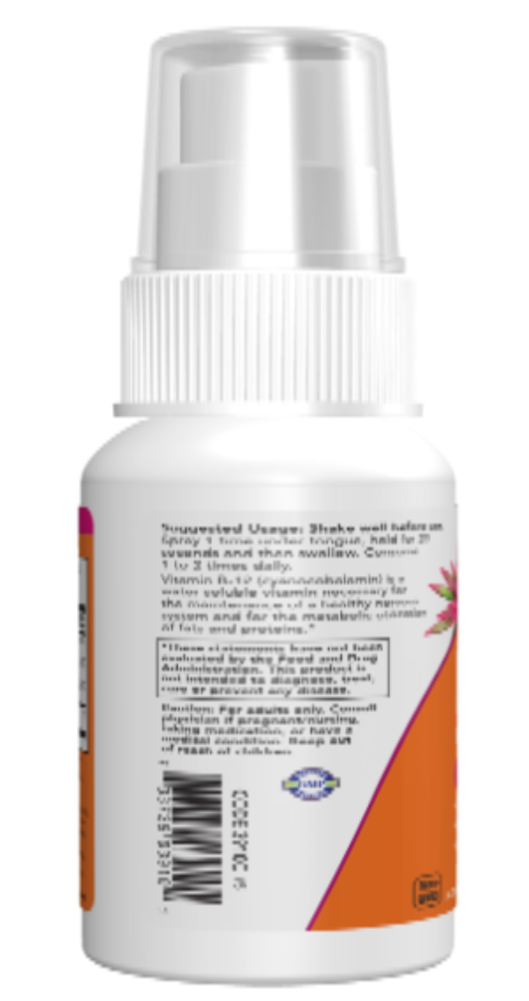 NOW Foods Vitamin B-12 Liposomal Spray Natural Raspberry 2 oz