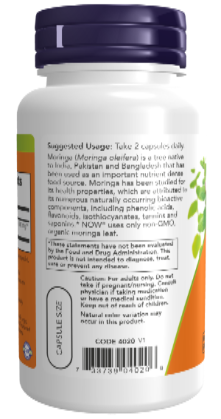 NOW Foods Moringa Leaf 90 VCaps | Superfood Nutritional Support