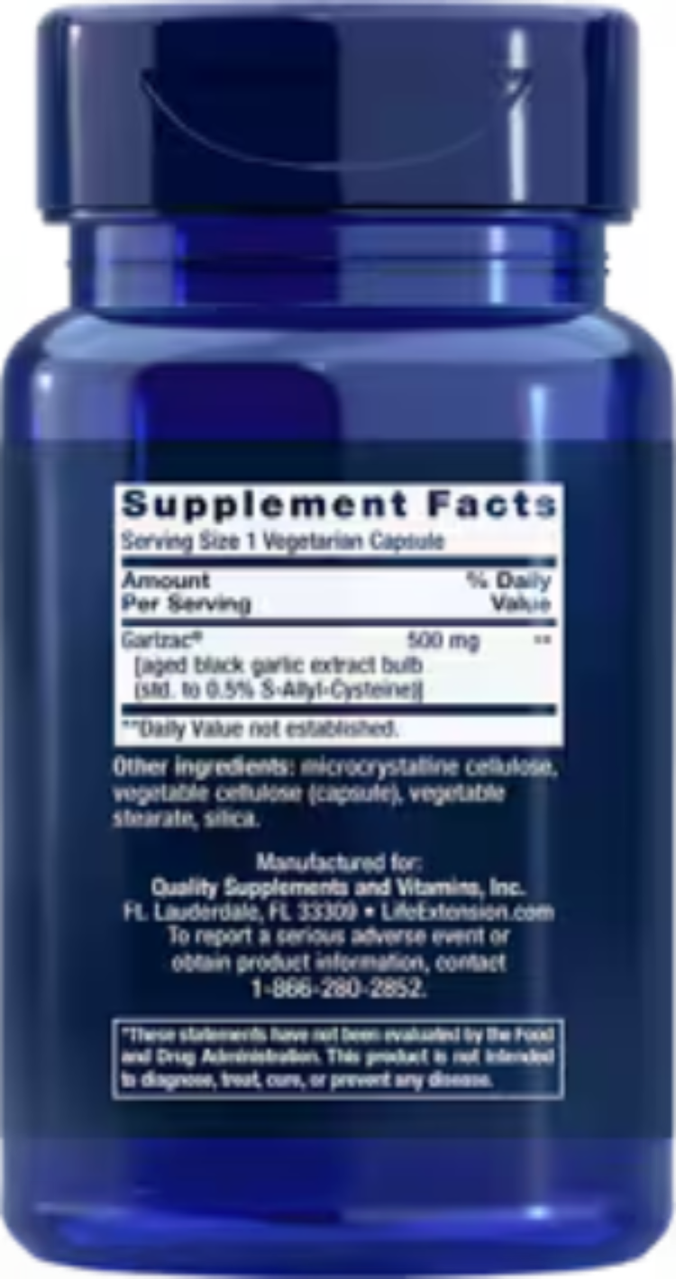 Life Extension Aged Black Garlic Odorless Extract 30 Vegetarian Capsules