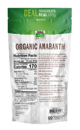NOW Foods Organic Whole Grain Amaranth 1 Lb | Ancient Grain