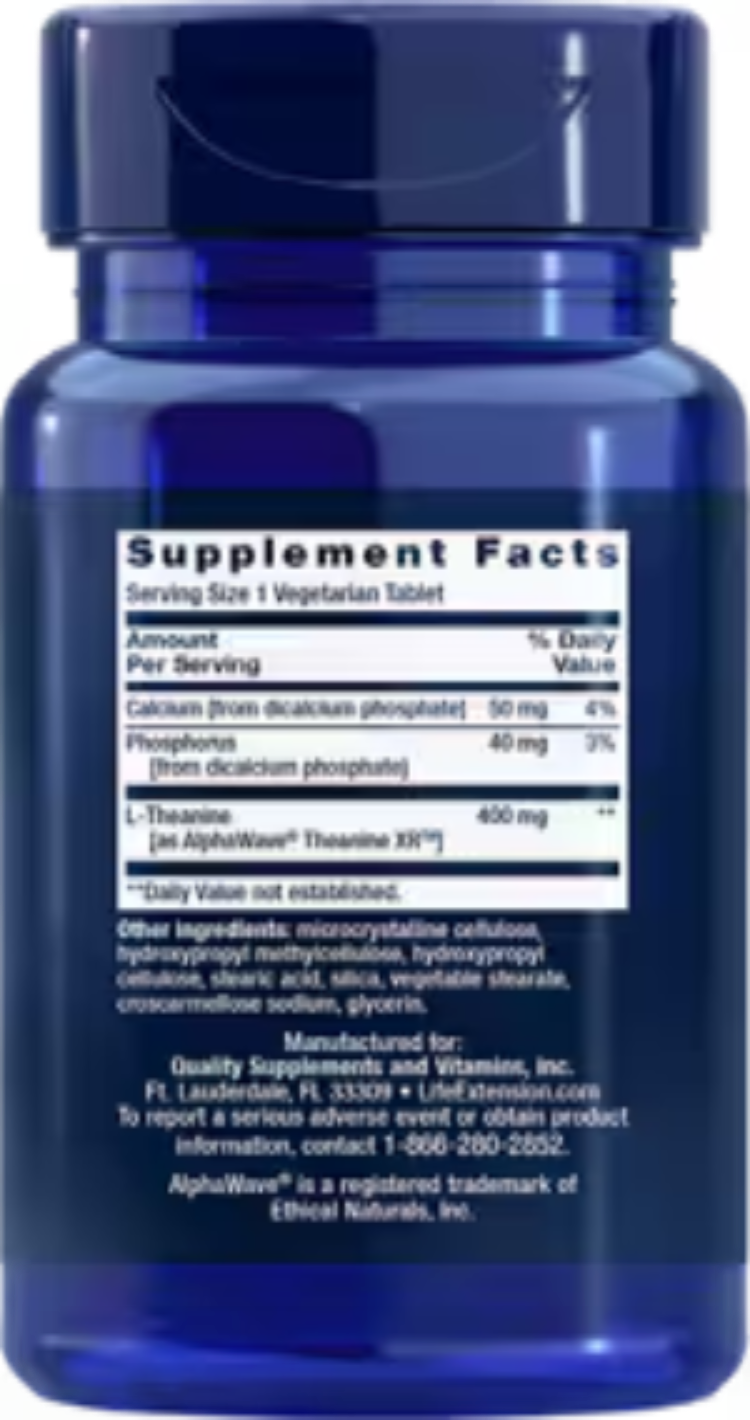 Life Extension Theanine XR 30 Vegetarian Tablets
