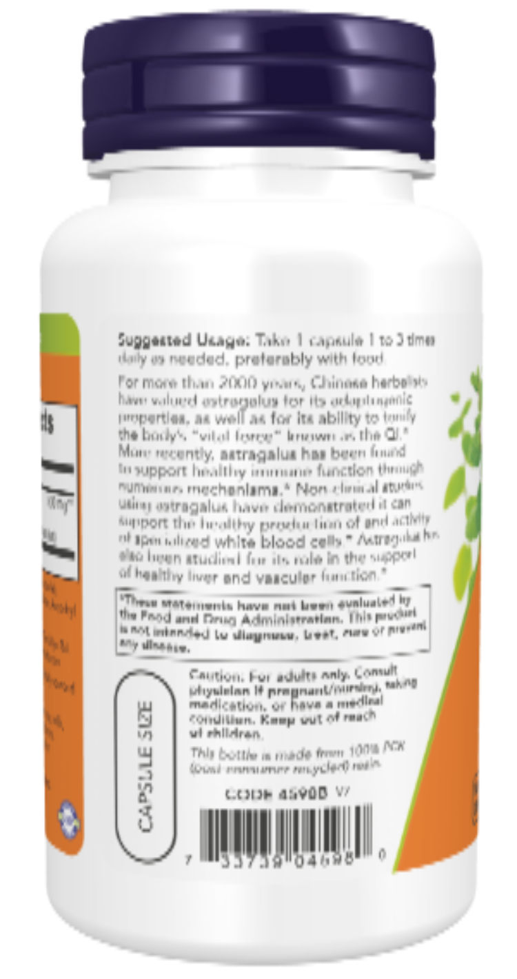 NOW Foods Astragalus Extract 500 mg 90 Veg Capsules