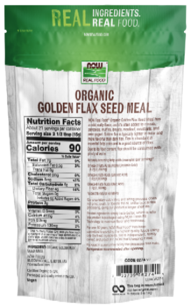 NOW Foods Organic Golden Flax Seed Meal 12 oz