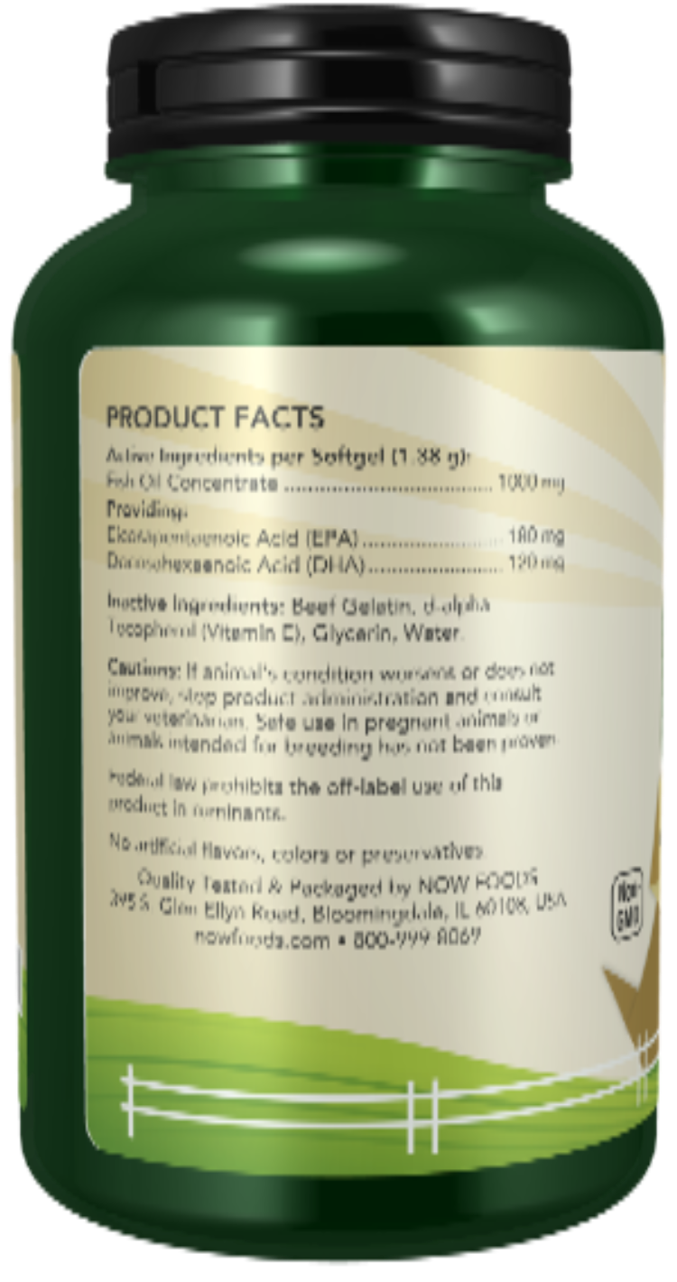 Now Pets Omega-3 Support for Dogs & Cats 180 Softgels