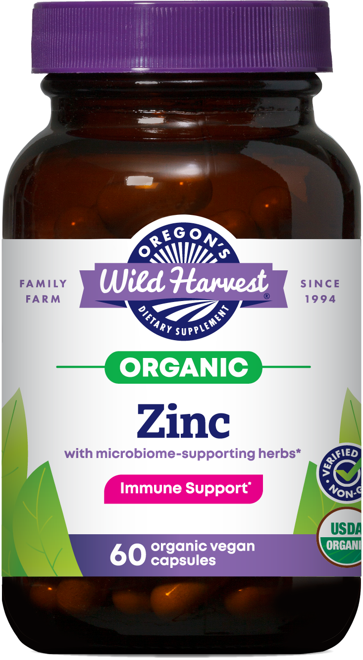 Oregon's Wild Harvest Zinc Organic 60 Capsules front