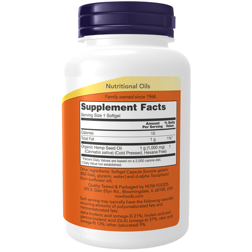 NOW Foods Hemp Seed Oil 1000 mg Softgels