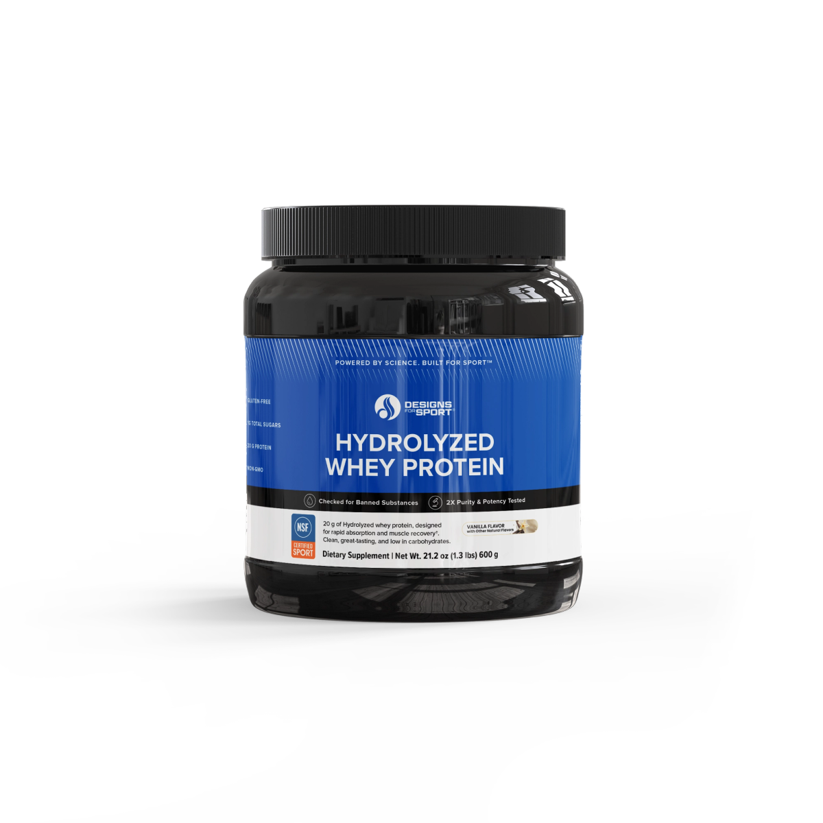 Designs for Health Hydrolyzed Whey Protein 600 g (1.3 lbs) front label