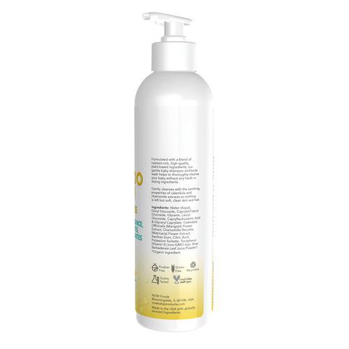 NOW Kids Gentle Baby Shampoo & Wash Fragrance Free 8 fl oz