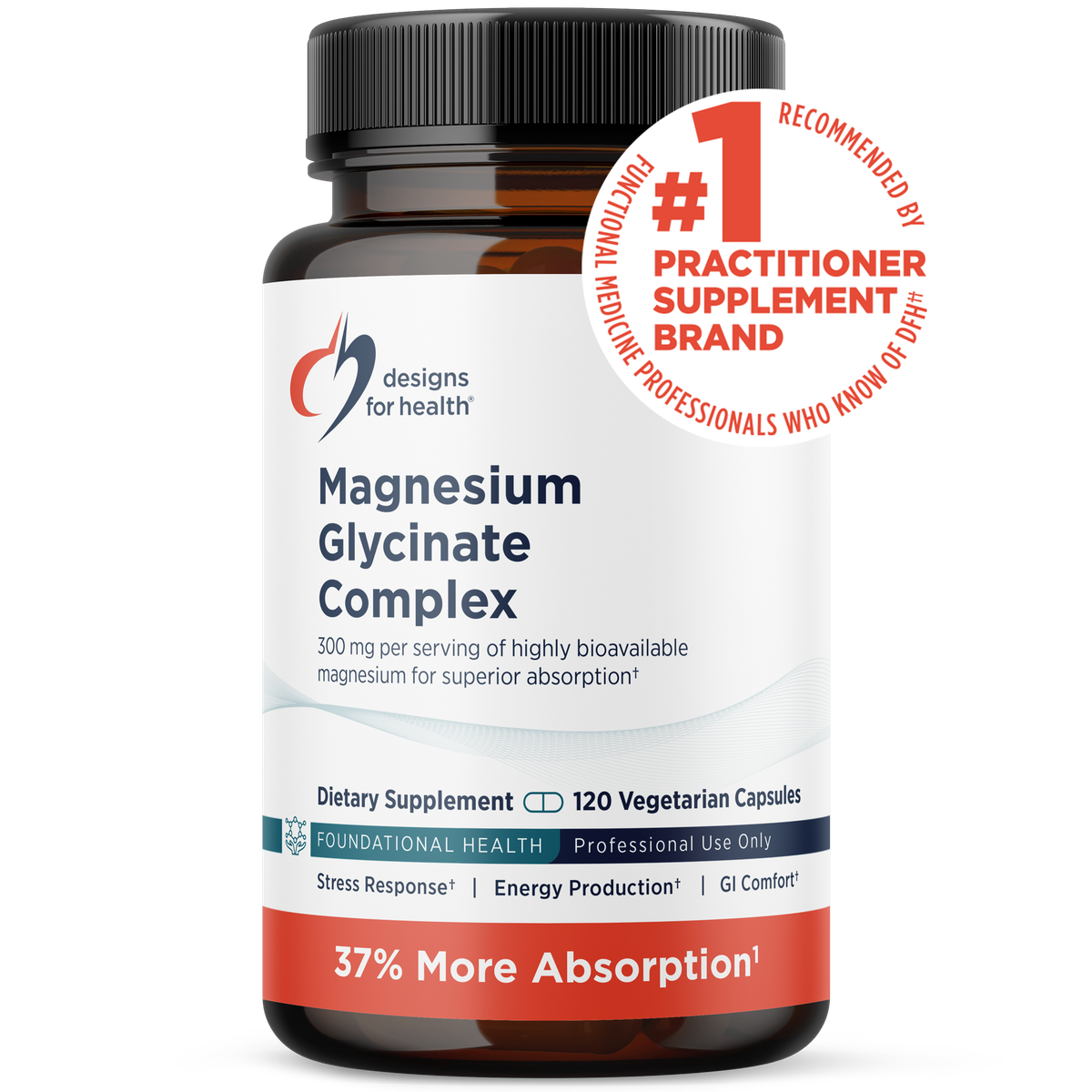 Designs for Health Magnesium Glycinate Complex 120 Vegetarian Capsules front label