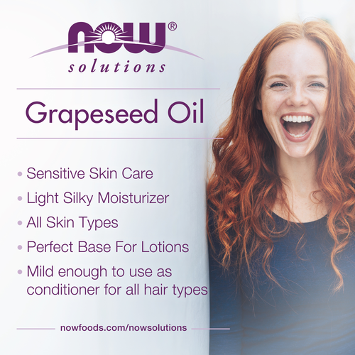 NOW Solutions Pure Grapeseed Oil 4 fl oz | Carrier Oil