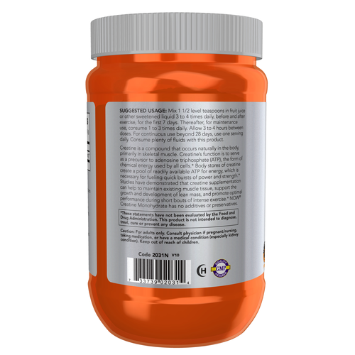 NOW Sports Creatine Monohydrate Powder 600g | Pure Micronized Creatine