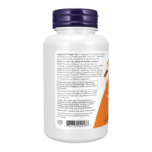 NOW Foods Probiotic Defense 90 Vcaps | Multi-Strain Digestive Flora