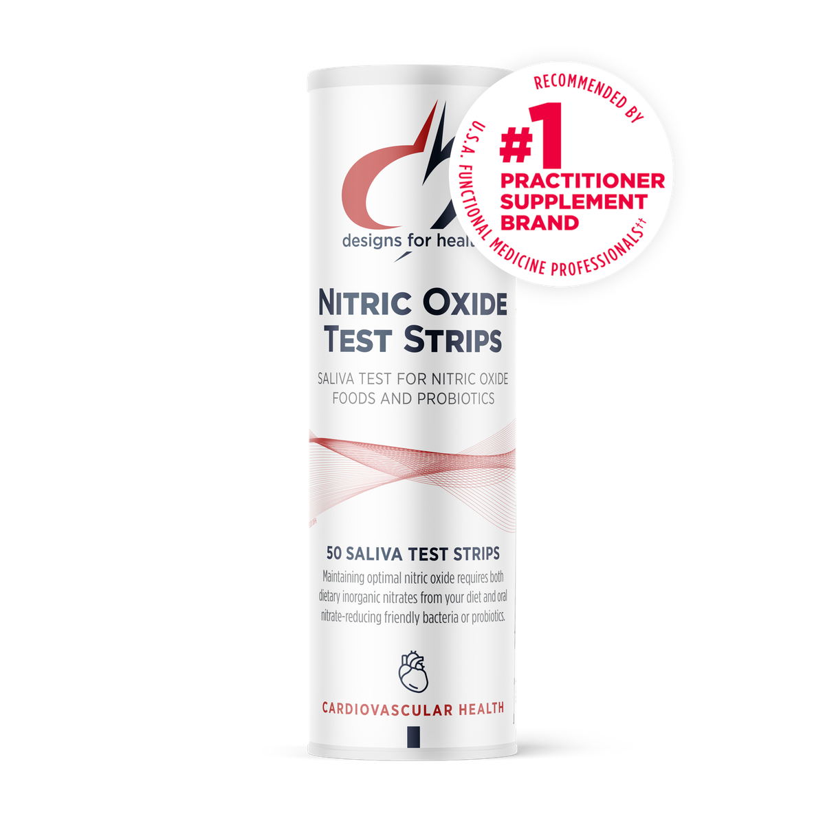 Designs for Health Nitric Oxide Test Strips 50 saliva test strips front label