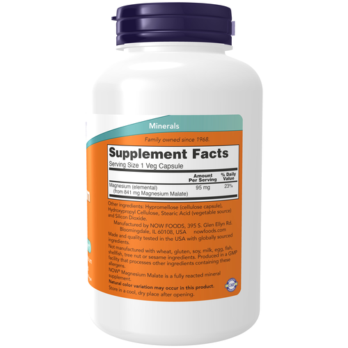 NOW Foods Magnesium Malate 95 mg 180 Veg Capsules
