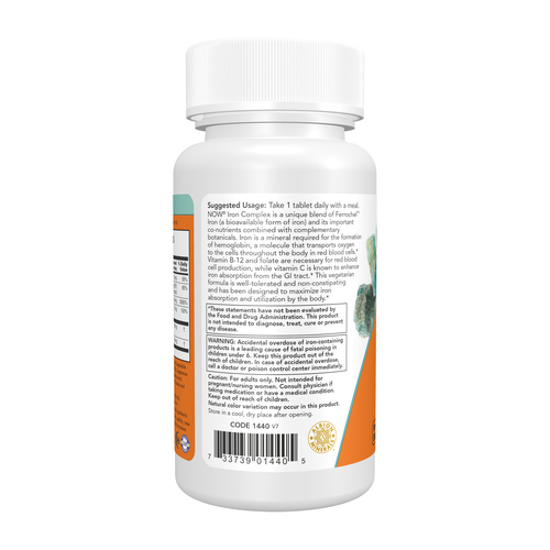 NOW Foods Iron Complex Vegetarian 100 Tablets