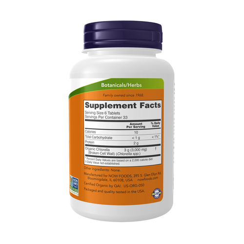 NOW Foods Chlorella 500 mg Organic 200 Tablets