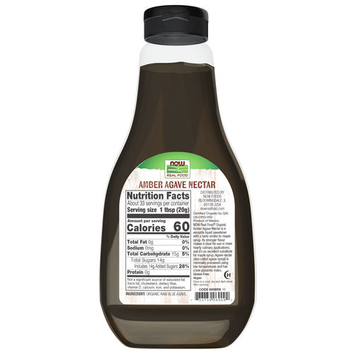 NOW Foods Organic Amber Agave Nectar 23.3 oz | Natural Sweetener