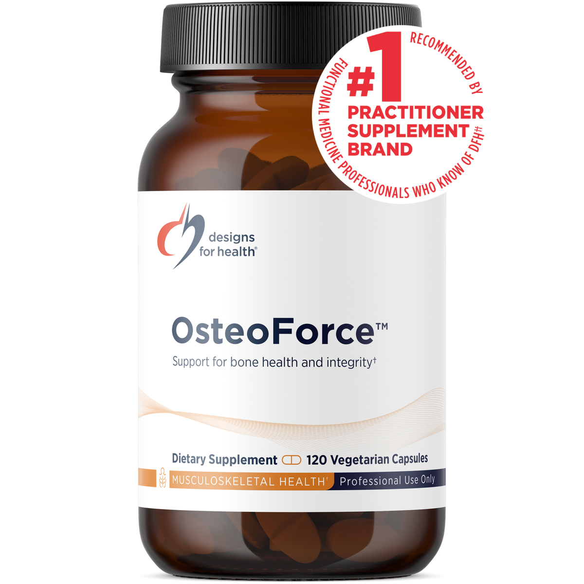 Designs for Health OsteoForce 120 capsules front label