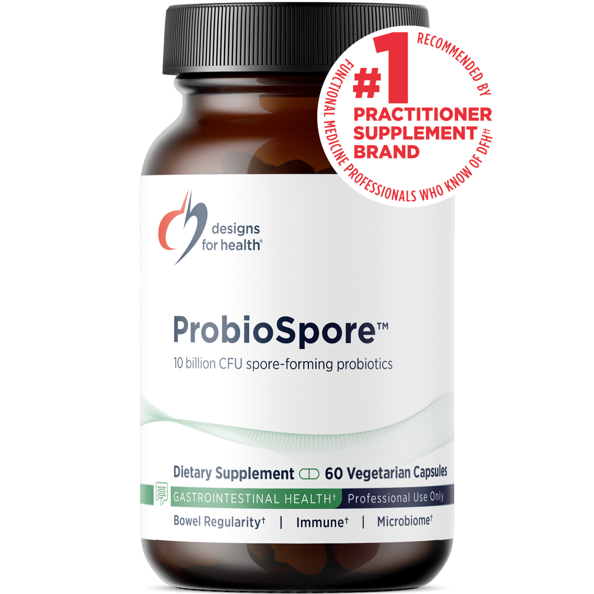 Designs for Health ProbioSpore 60 capsules front label