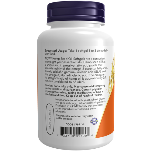 NOW Foods Hemp Seed Oil 1000 mg Softgels