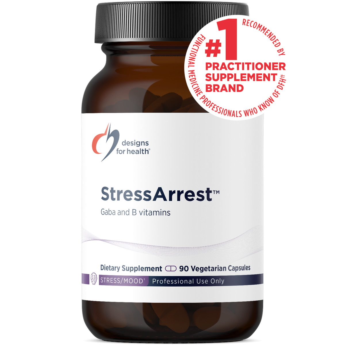 Designs for Health StressArrest 90 capsules front label