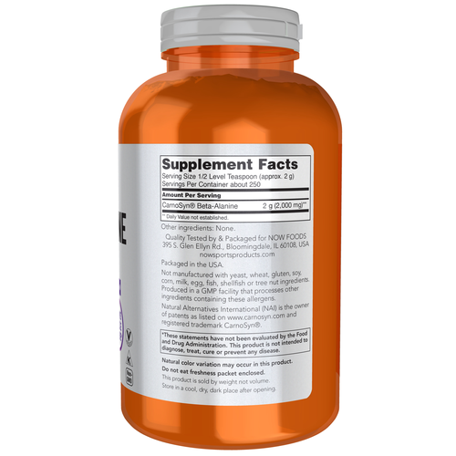 NOW Sports Beta-Alanine Powder 500 Grams