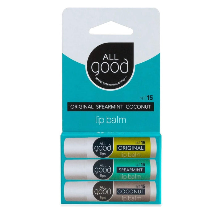 All Good Assorted Lip Balms SPF 15 - 3 pack package