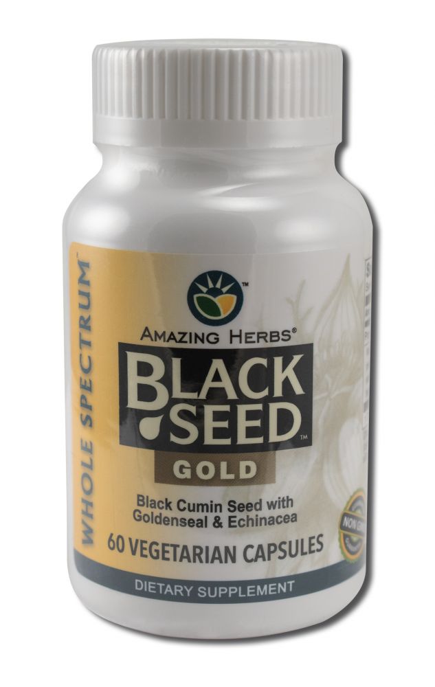 Amazing Herbs Black Seed Gold, 60 Vegetarian Capsules package
