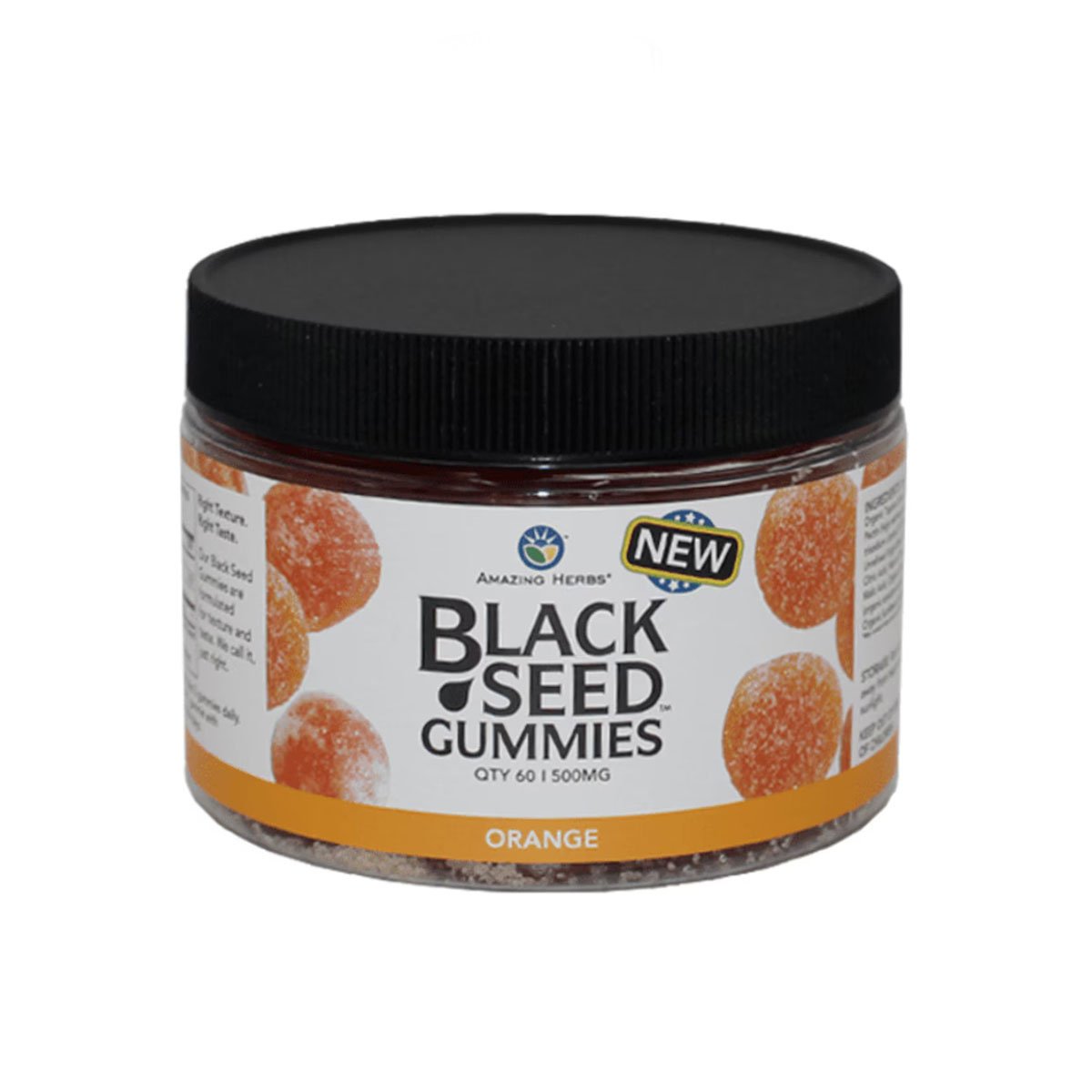 Amazing Herbs Black Seed Oil Gummies, Orange, 60 Count package