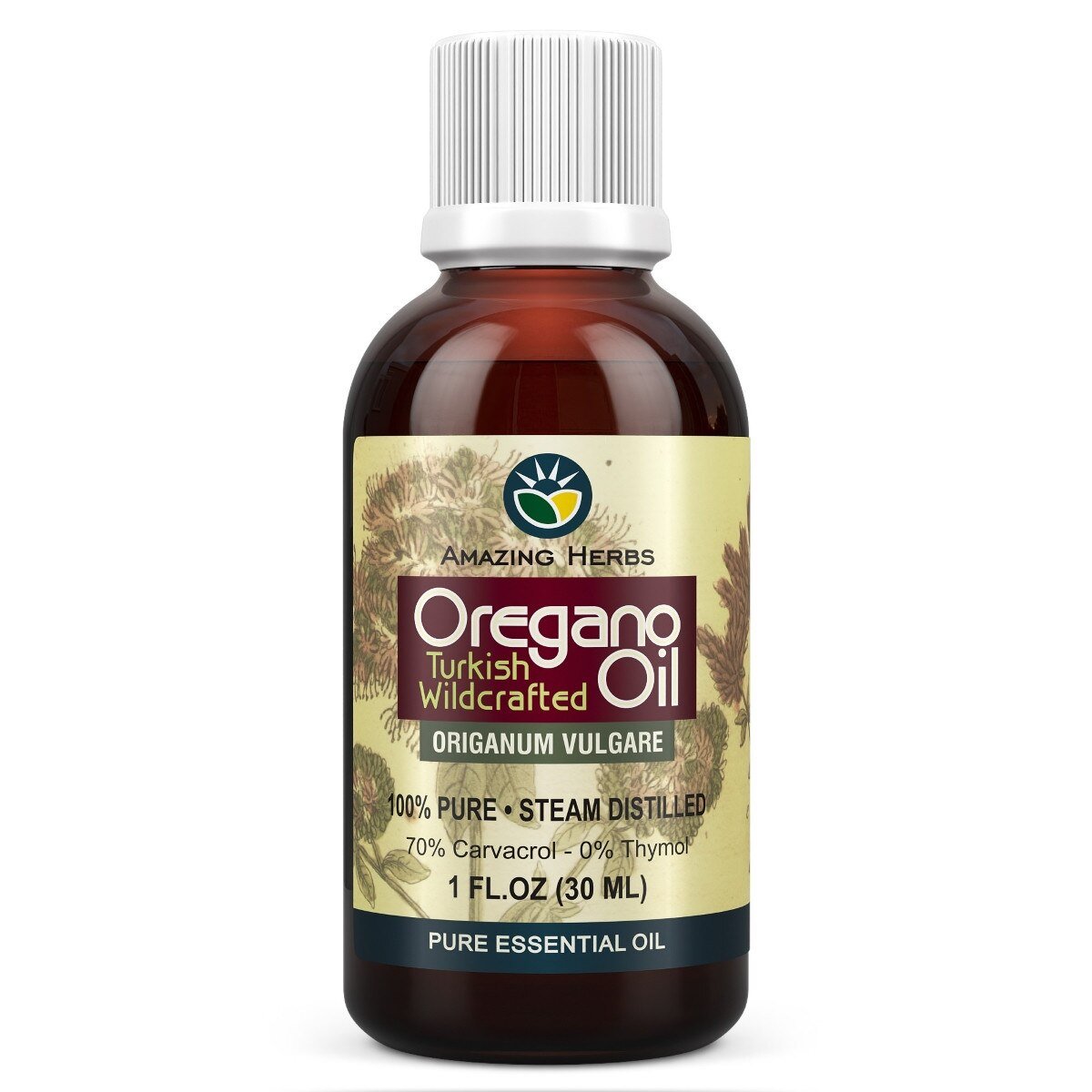 Amazing Herbs Oregano Pure Essential Oil, 1 fl oz (30 mL) package