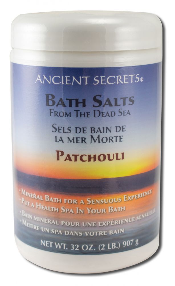 Ancient Secrets Patchouli Dead Sea Bath Salts – 2 lb packaging