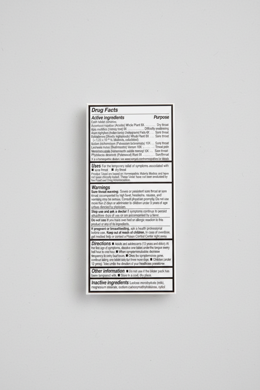 Drug facts label for a medication with active ingredients, uses, warnings, and directions.