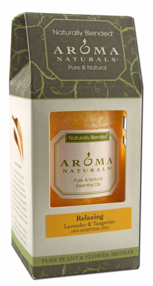 Aroma Naturals Relaxing Lavender Tangerine Pillar Candle, 2.5 x 4 inches