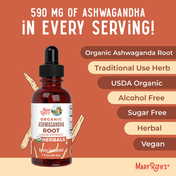 MaryRuth's Organic Ashwagandha Root Liquid Drops 1 oz