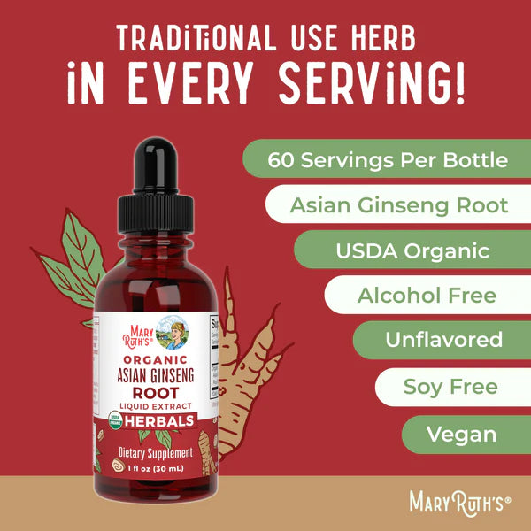 MaryRuth's Organic Asian Ginseng Liquid Drops 1 oz