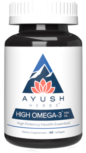 Ayush Herbs High Omega-3 Fish Oil 60 Softgels product packaging