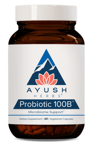 Ayush Herbs Probiotic 100B 60 Capsules product packaging