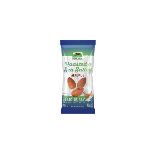 NOW Foods Roasted Sea Salted Almonds 10-Pack | Snack Packs