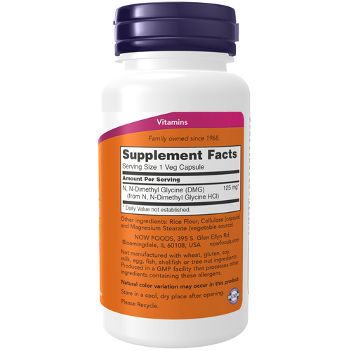 NOW Foods DMG Dimethylglycine 125 mg | 100 Veg Capsules | NOW Foods
