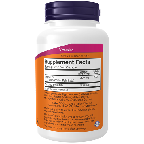 NOW Foods Ascorbyl Palmitate 500 mg 100 Veg Capsules