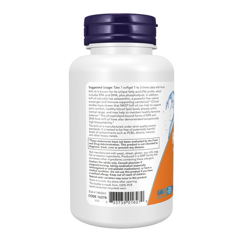 NOW Foods Krill 1000 Double Strength 60 Softgels