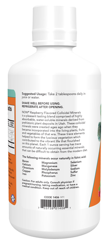NOW Foods Colloidal Minerals Raspberry Flavor Liquid 32 oz