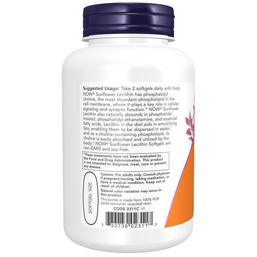 NOW Foods Sunflower Lecithin 1200 mg | 100 Softgels | Non-Soy product image 3