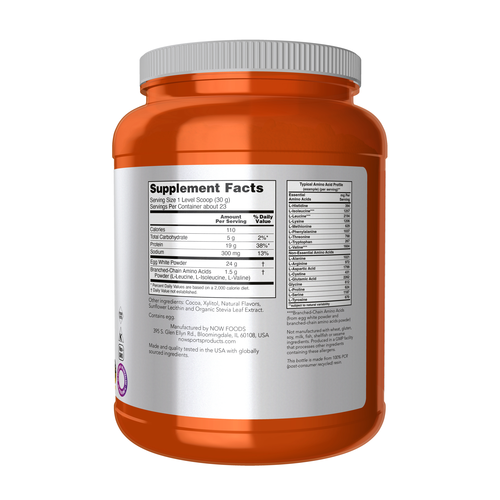 NOW Sports Egg White Protein Creamy Chocolate Powder 1.5 lb